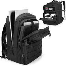 PGmoon Tactical Game Backpack Compatible with PS5/PS4 Console, Travel Carrying Case Storage Bag for 15.6  Laptop, Portable Monitor, Controller, Headset and Other Gaming Accessories Patent Design
