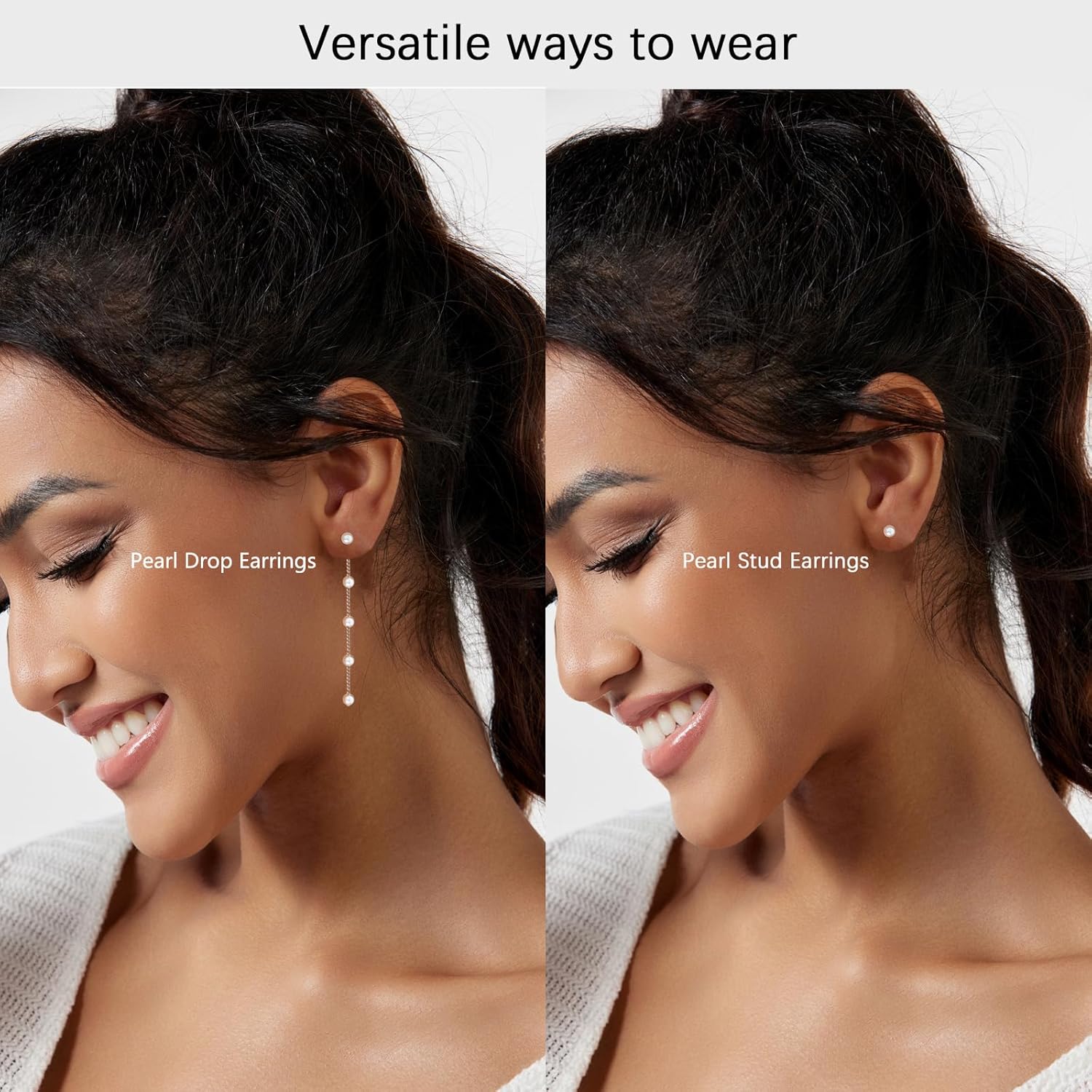 Gold Jewelry Set for Women - Dainty 14K Gold/Silver Plated Pearl Choker Necklace, Drop Earrings & Bracelets - Wedding Trendy Pearl Jewelry Gift - Image 3