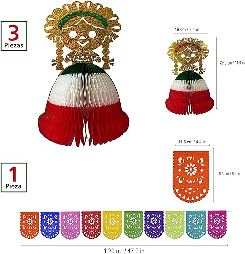 Miniatura 4 de Centros de mesa de muñeca LELE para decoraciones de fiesta, paquete de 4, decoraciones de fiesta de muñeca de vestido de panal  decoraciones de