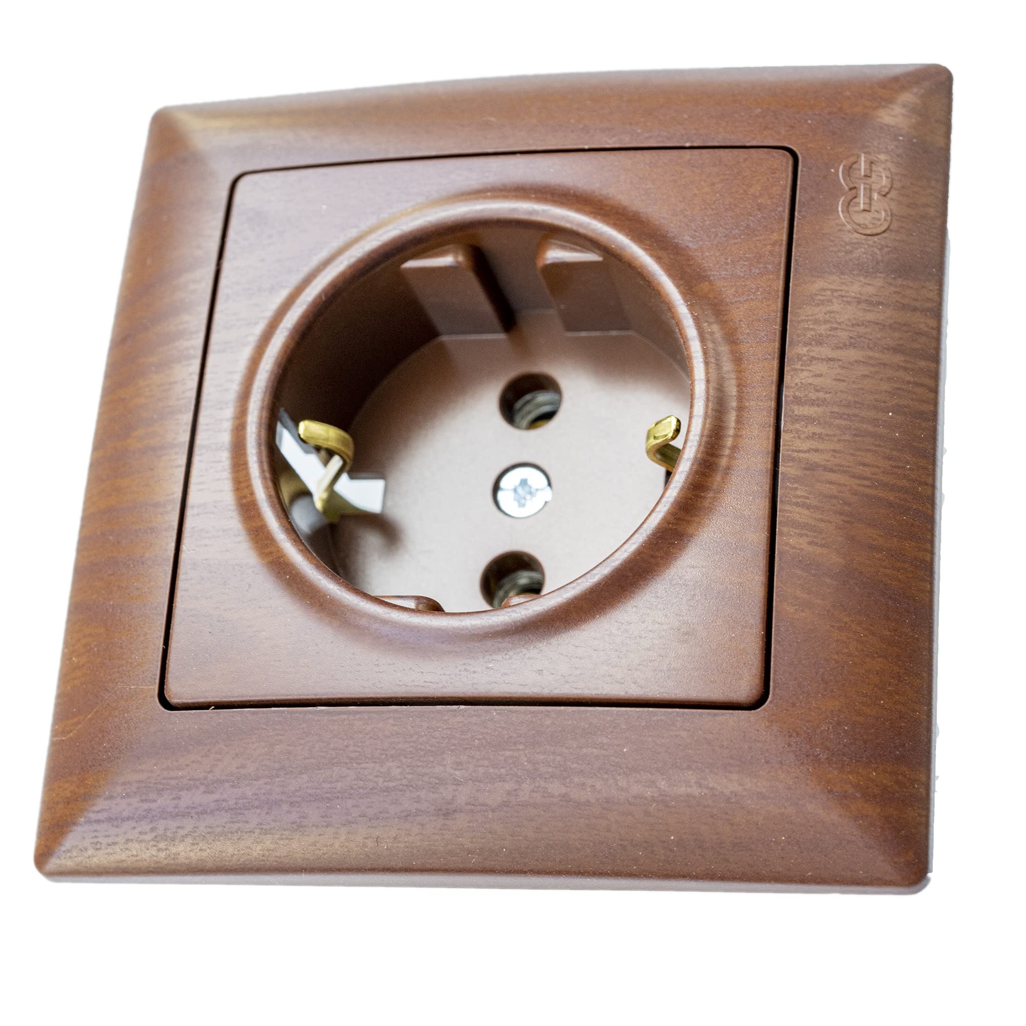 GUNSAN Visage Steckdose Unterputz – Holzoptik Nussbaum, Schutzkontakt, 16A 250V