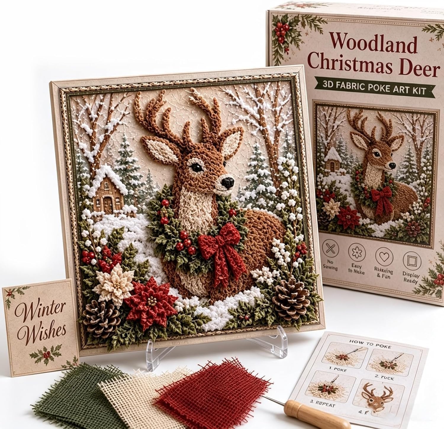 3D Christmas Fabric Poke Art Kit | Handmade Fabric Poke Art Kits for Adults