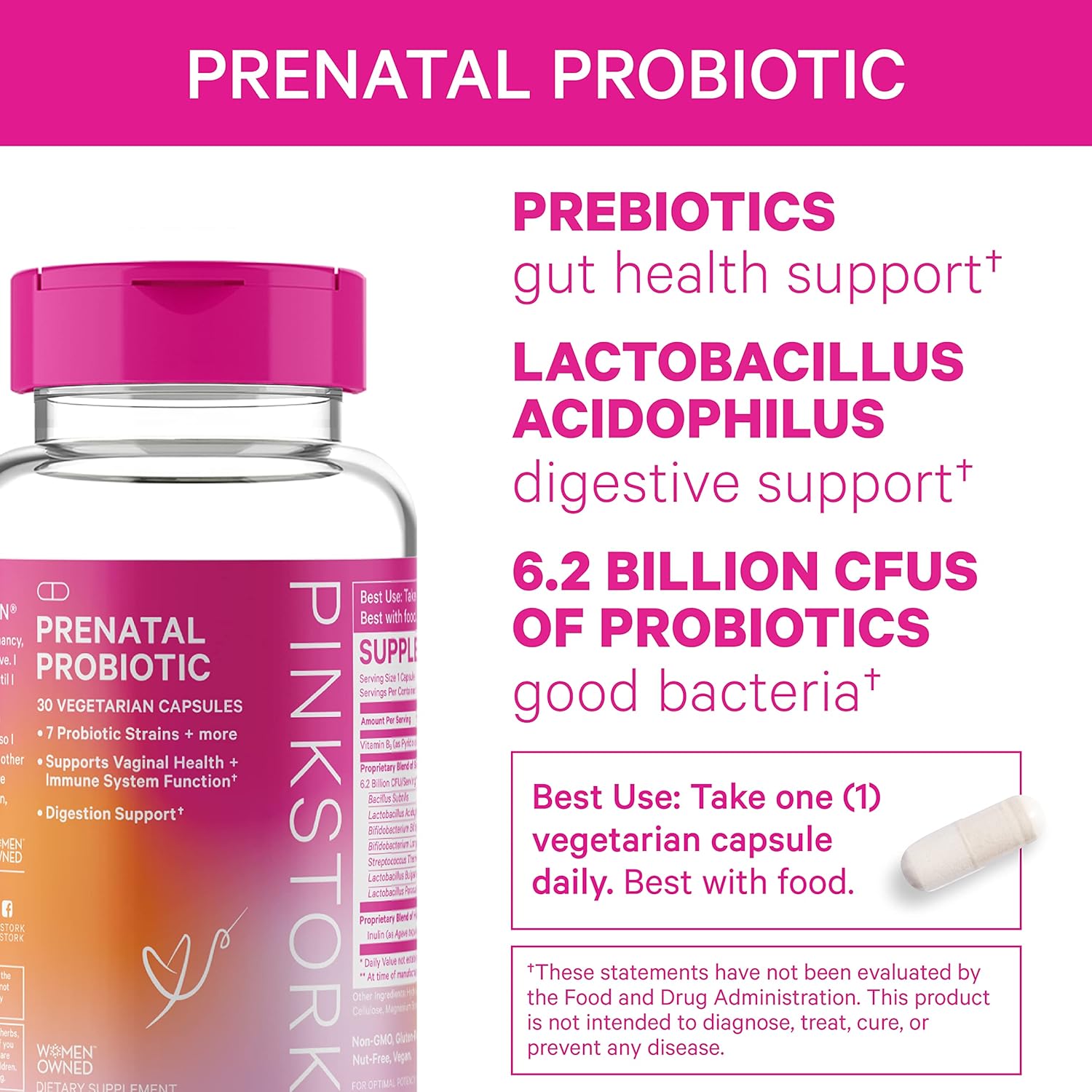 Pink Stork Prenatal Vitamin Duo: Total Prenatal Vitamin + Pro, Pregnancy Probiotic for Women, Prenatal Vitamin with DHA and Folic Acid, Women-Owned : Health & Household