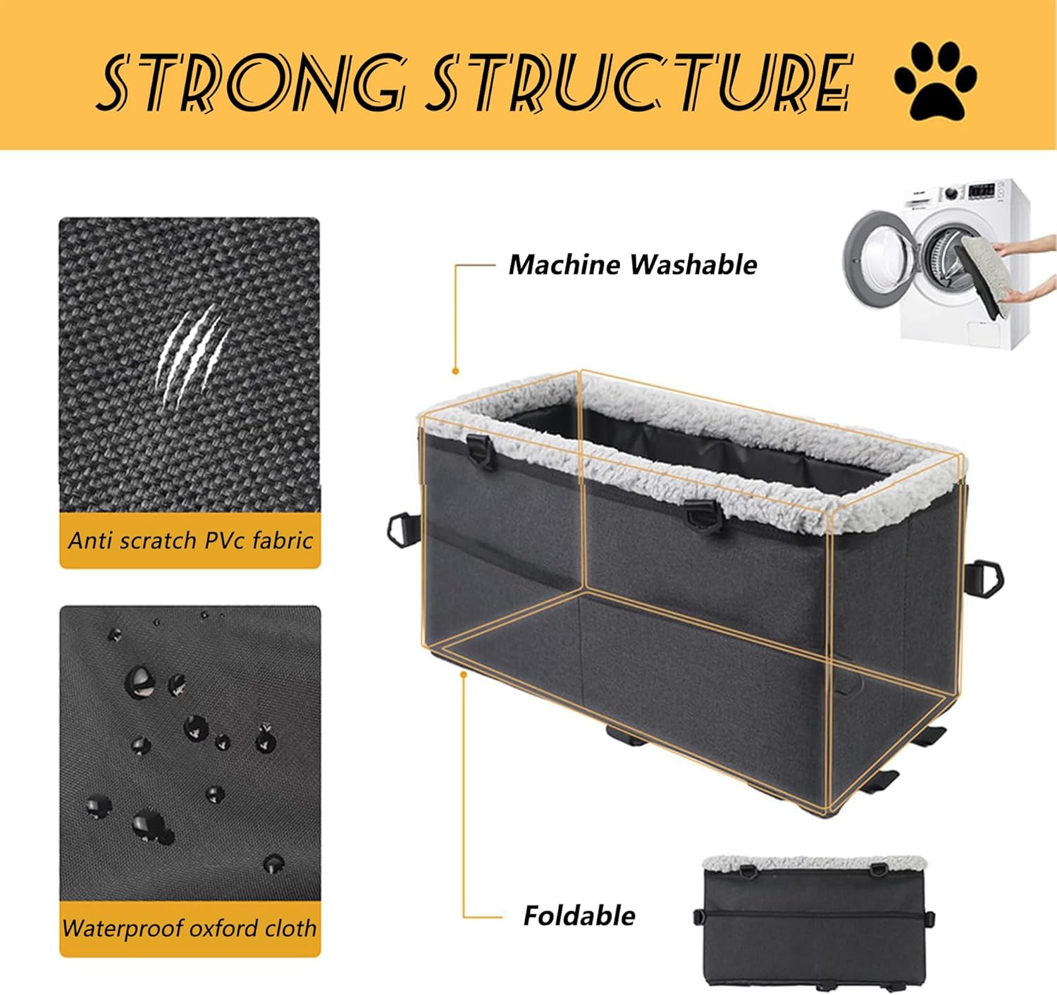 Center Console Dog Car Seat for Small Dogs Pets Under 20lbs with Additional Safety Belt Puppy Rope, Foldable&Washable Car Seats for Dogs with Pocket, Pet Cars Cushion, (Grey 17 * 8 * 9inch)