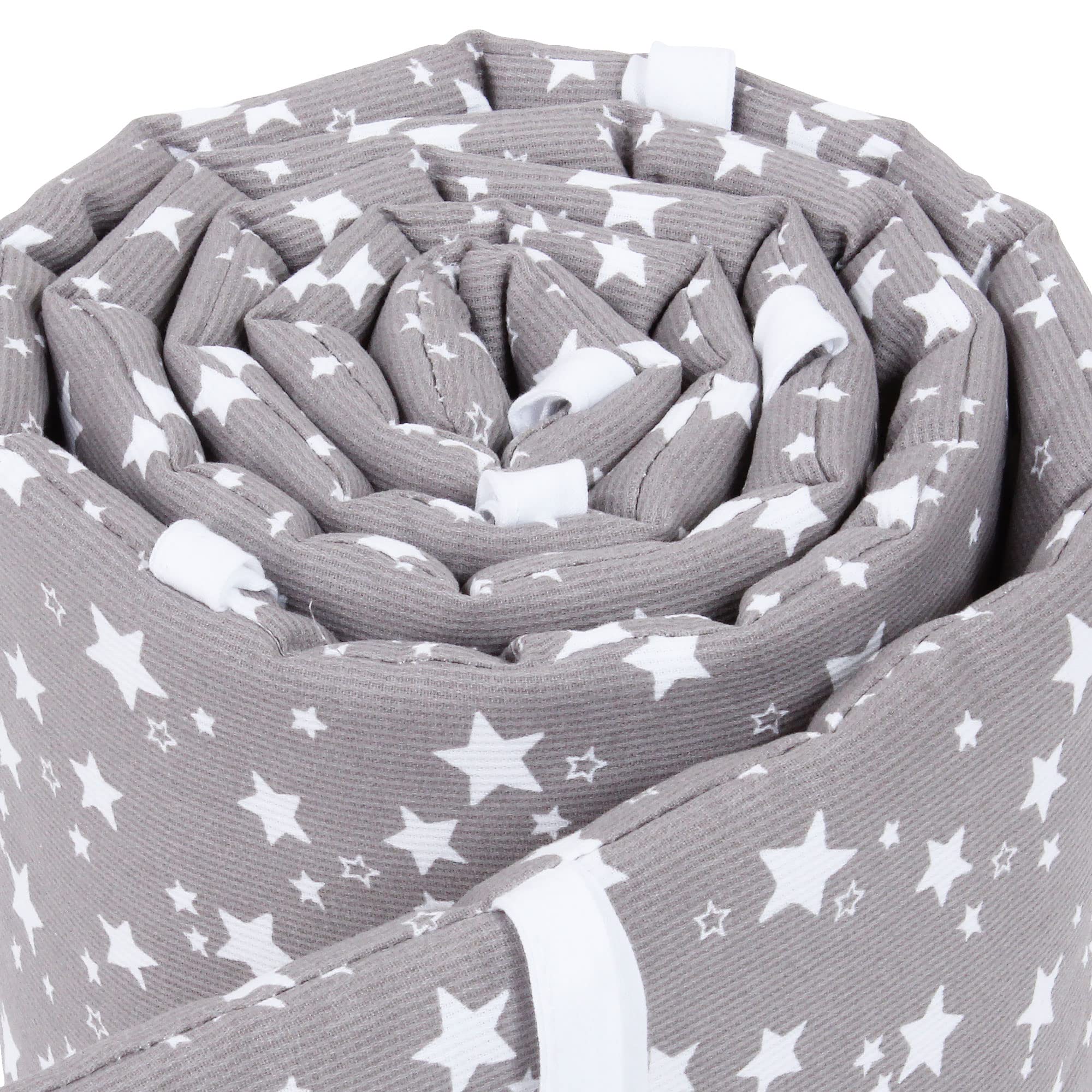 babybay Tour de Lit en Maille-Piqué Convient pour Modèle Original Taupe avec Étoiles Blanc 1 Unité