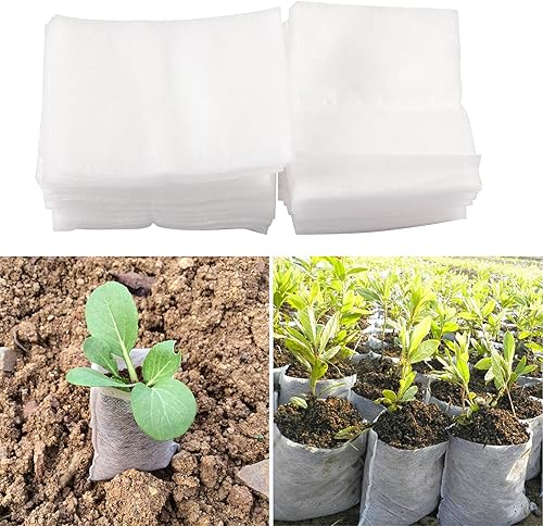 Miniatura 4 de TITA-DONG 200 bolsas biodegradables no tejidas para vivero, frutas de flores vegetales, bolsas de fibra de trasplante de suelo, bolsa de cultivo de