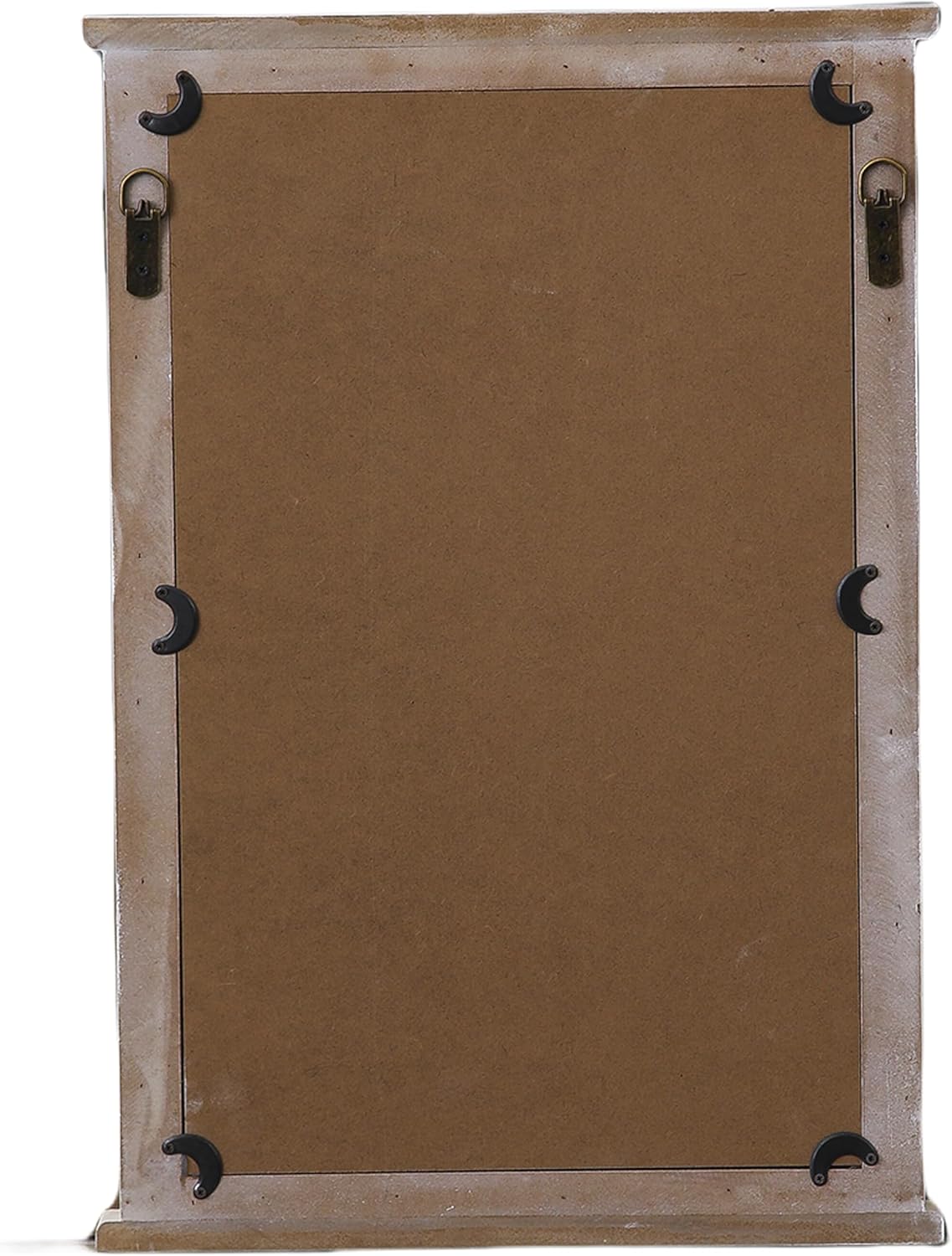 Rustic White Window Mirror with Shutters 16 X 24 Inch, Hanging Farmhouse Wood Frame Rectangle Window Pane Mirror for Wall Decor Living Room Entryway, Door Handles with a Distressed Finish