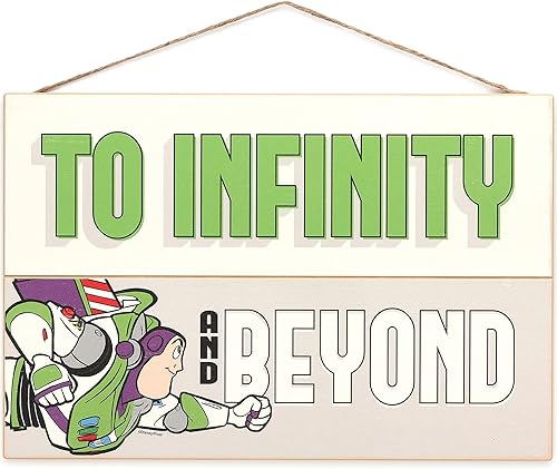Open Road Brands Disney Pixar Toy Story Buzz Lightyear - Letrero colgante de madera para pared - Para infinito y más allá de Buzz Lightyear Open Road Brands Disney Pixar Toy Story Buzz Lightyear - Letrero colgante de madera para pared - Para infinito y más allá de Buzz Lightyear
