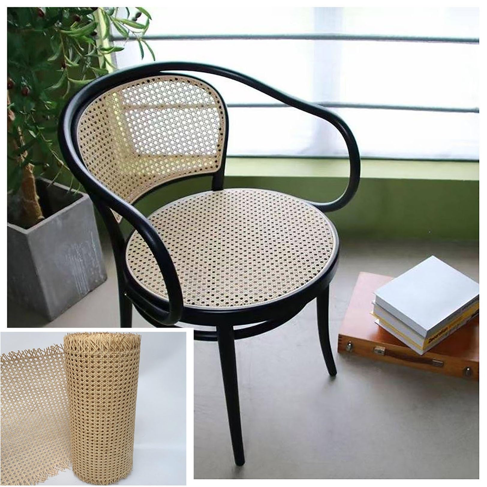 Caning Materiaal, natuurlijke rotan riet singelband rol voor caning projecten mesh rotan stof voor doe-het-zelf ambachten kast stoel meubels - 50 cm x 2 m