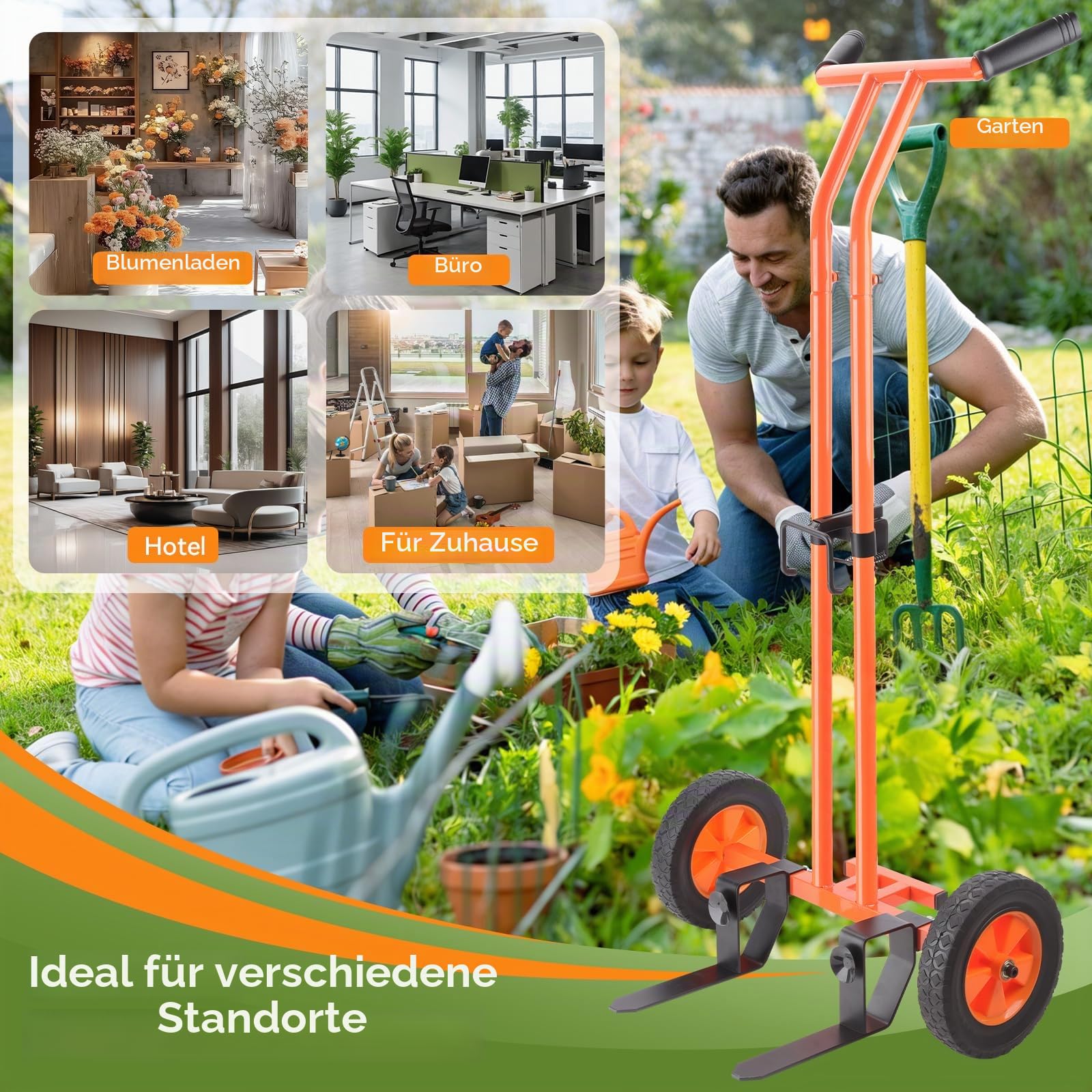Pflanzen-Caddy mit Rädern, Pflanzenwagen, Topfpflanzen-Mover-Wagen | Robuster Pflanzenwagen mit verstellbarem Greifarm und Saugnäpfen, Topfwagen mit Gurt, für den Innen- und Außenbereich, 85 kg