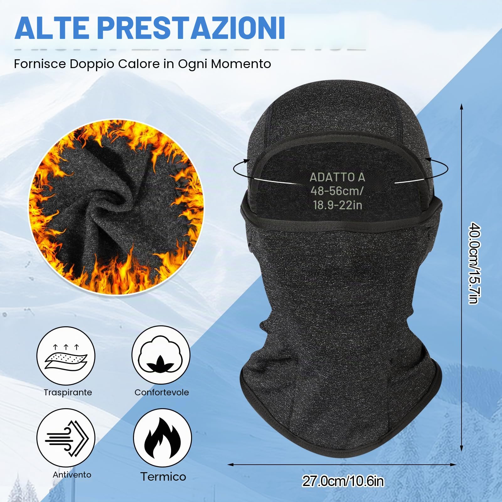 Passamontagna in Pile Termico Bambini 2-8 Anni, Invernale Multifunzione Antivento Caldo Maschera da Sci da Ciclismo, Berretti Cappello con Scaldacollo per Ragazzi Ragazze Sport all'Aria Aperta