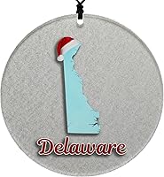 Vista 35 de Vermont Christmas Ornament - Winter Theme Featuring Snow, State Terrain Map and Santa Cap - 2025 Hanging Acrylic Disc Decoration For Tree - Unique