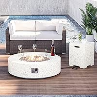 Vista 18 de HOMPUS Mesa redonda de propano para exteriores, mesa de fuego de 41 pulgadas con protector contra el viento y mesa de cubierta de tanque de 20