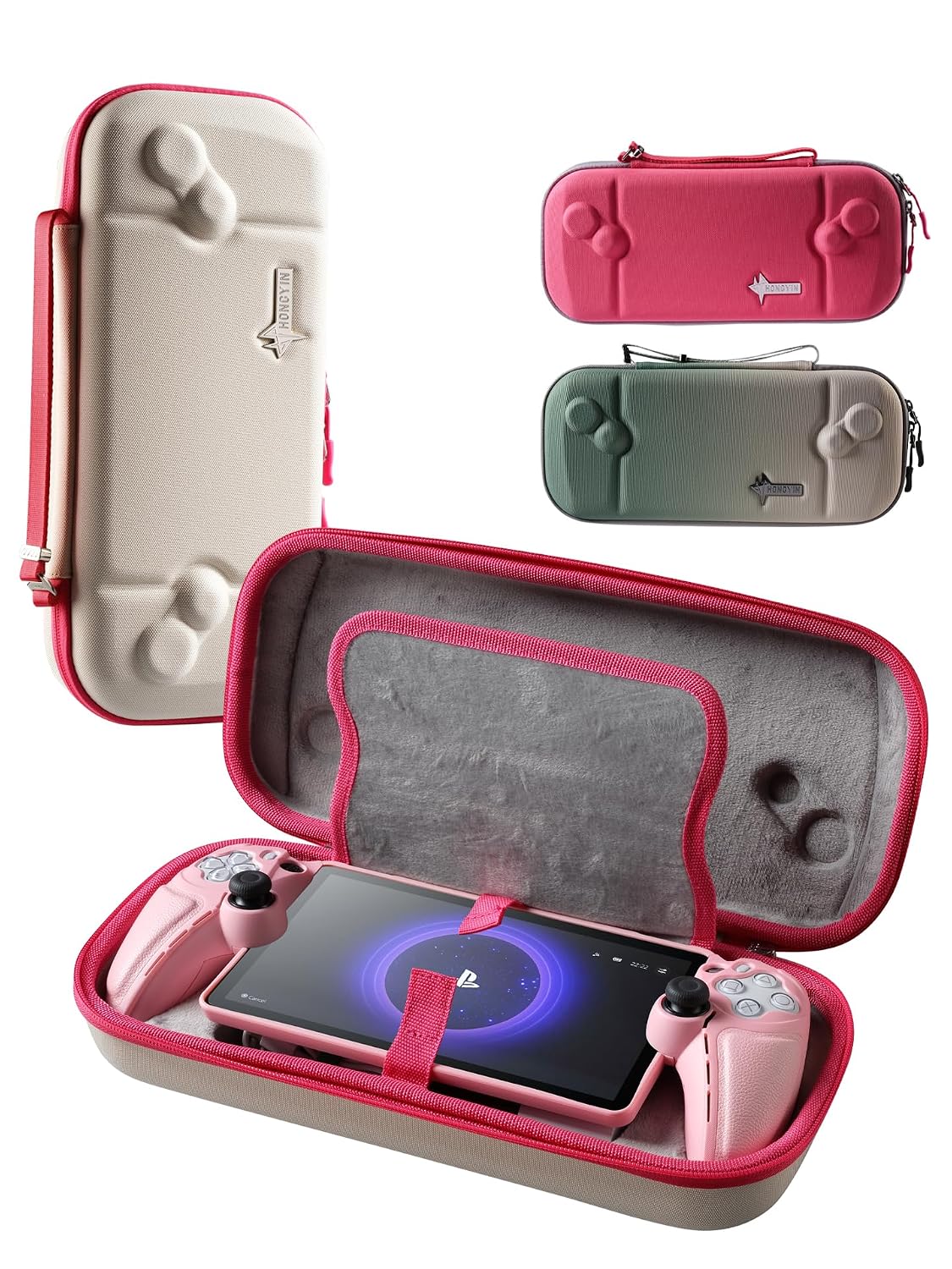 UYIYE Carrying Case for PlayStation Portal,Travel Shell with Strap,Beige
