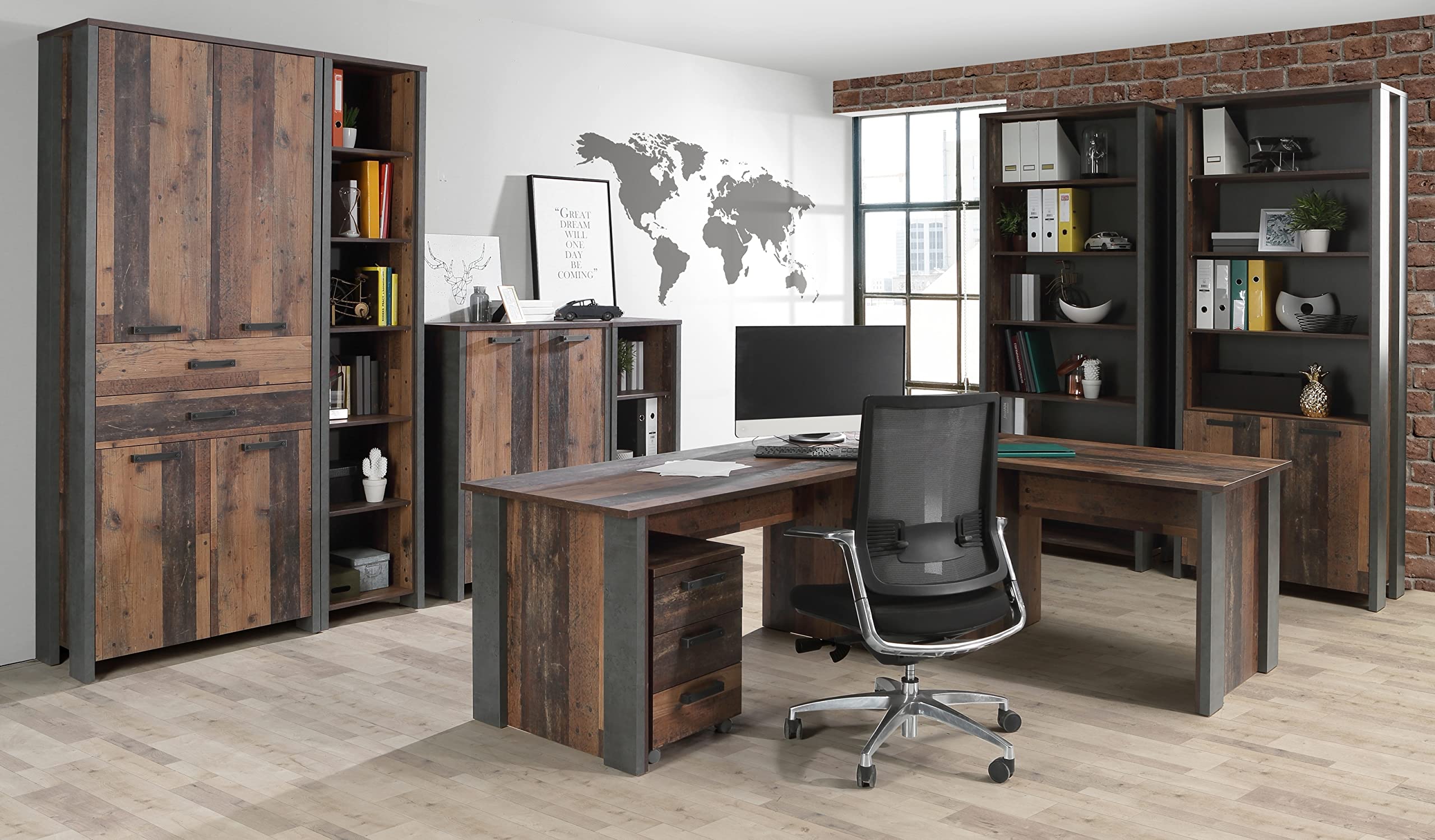 möbelando Büro-Set Büroprogramm Komplettbüro Arbeitszimmer Bürokombi Celon I (10-teilig)