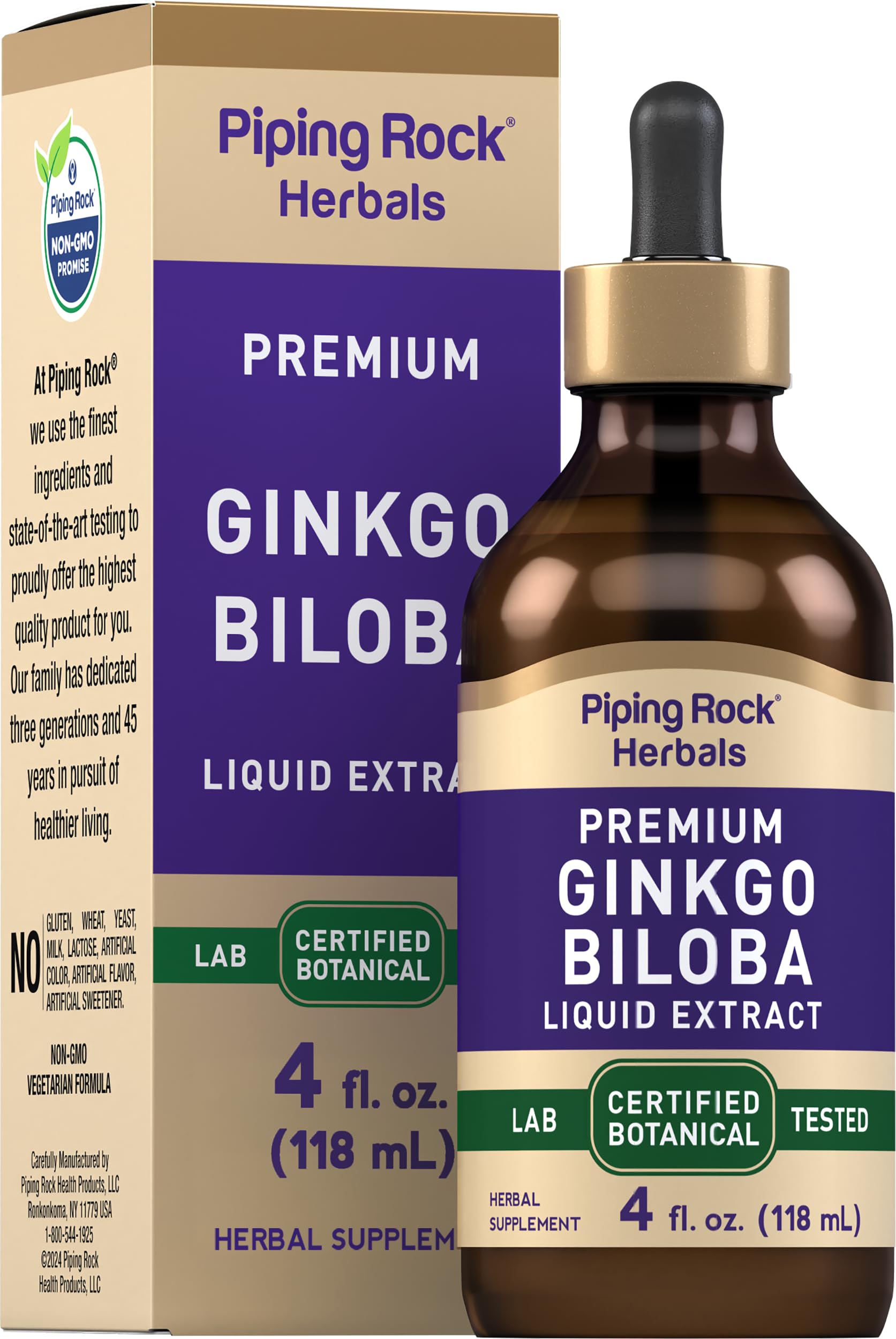 Ginkgo Biloba Supplements | 4 fl oz | Premium Liquid Herbal Extract | Certified Botanical | Non GMO, Gluten Free
