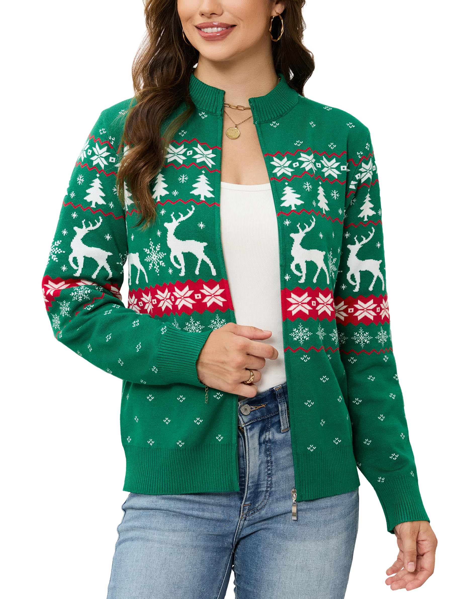 Totatuit Womens Long Sleeve Knitted Zip Up Cardigan Sweaters Cropped Jacket