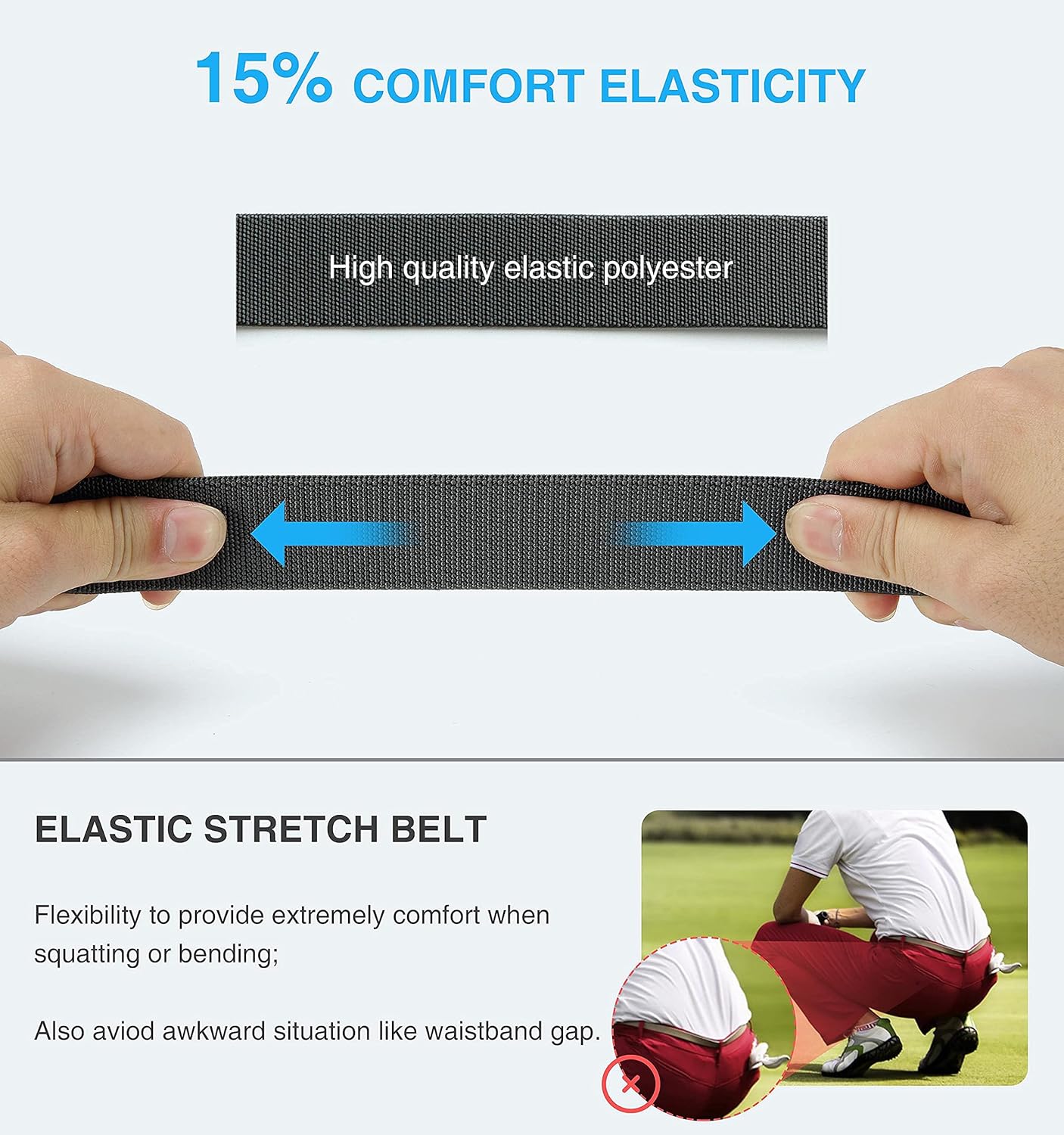 CHAOREN Elastic Stretch Golf Belt, 2 Pack Nylon Ratchet Belt Mens Belts Casual, Adjustable Trim to Fit : Sports & Outdoors