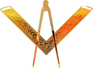 Masonic Lodge Ceremonial 6" INCH Large Freemason Square & Compass for Bible Gold Plated