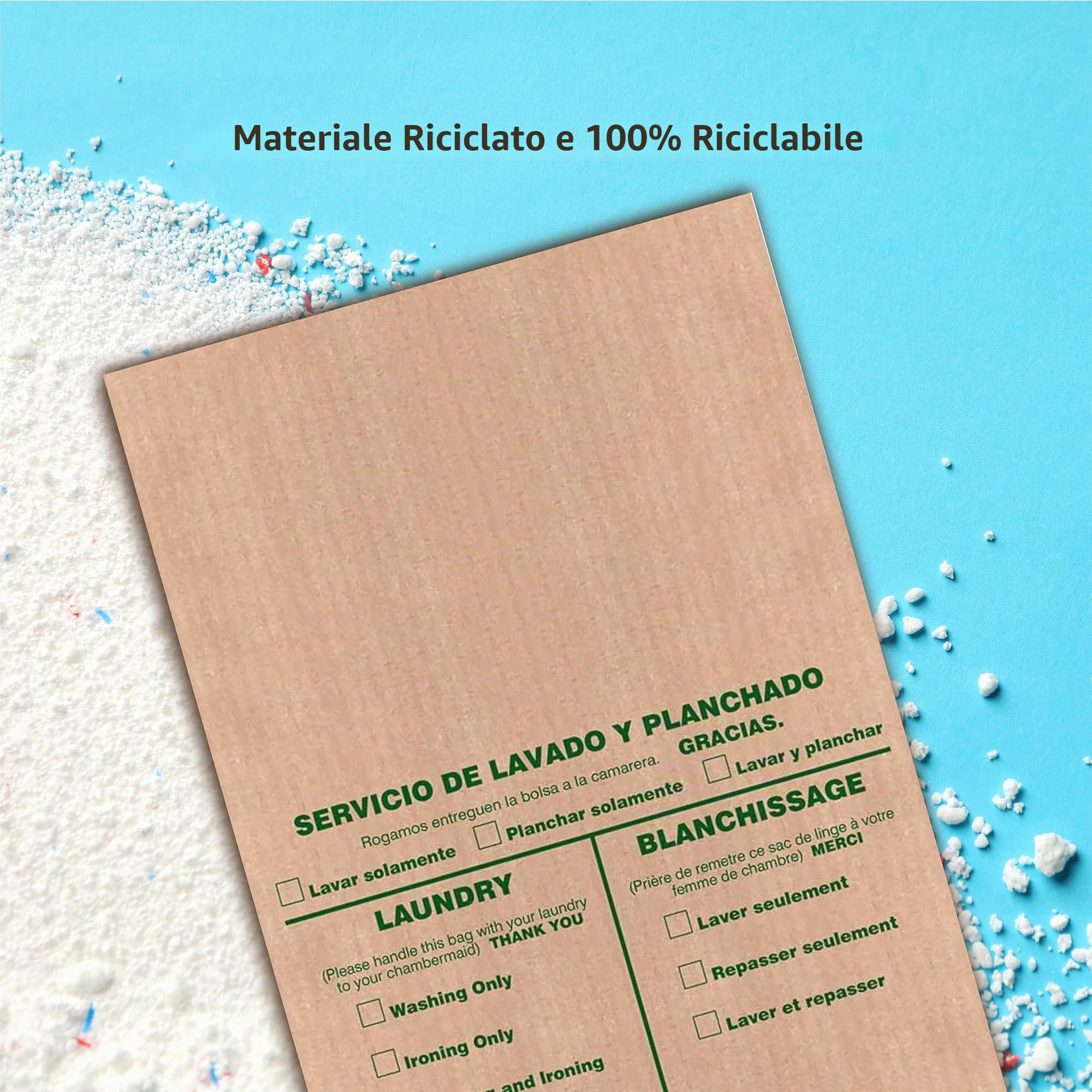 250 Sacchetti per lavanderia Eco usa e getta | Buste biodegradabili per il servizio lavanderia degli hotel| 100% sostenibile ed ecologica | 100% Made in Spain