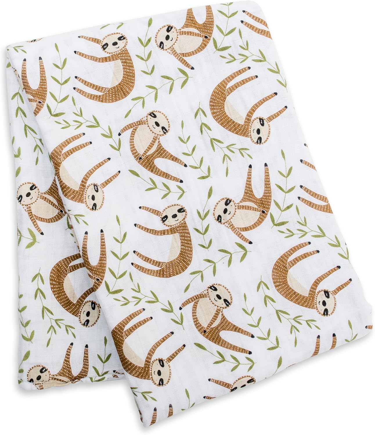 Lulujo Baby Swaddle Blanket| Unisex Softest 100% Cotton Muslin Swaddle Blanket| Neutral Receiving Blanket for Girls & Boys | 47in x 47in Sloth