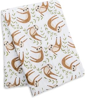 Lulujo Baby Swaddle Blanket| Unisex Softest 100% Cotton Muslin Swaddle Blanket| Neutral Receiving Blanket for Girls & Boys | 47in x 47in Sloth