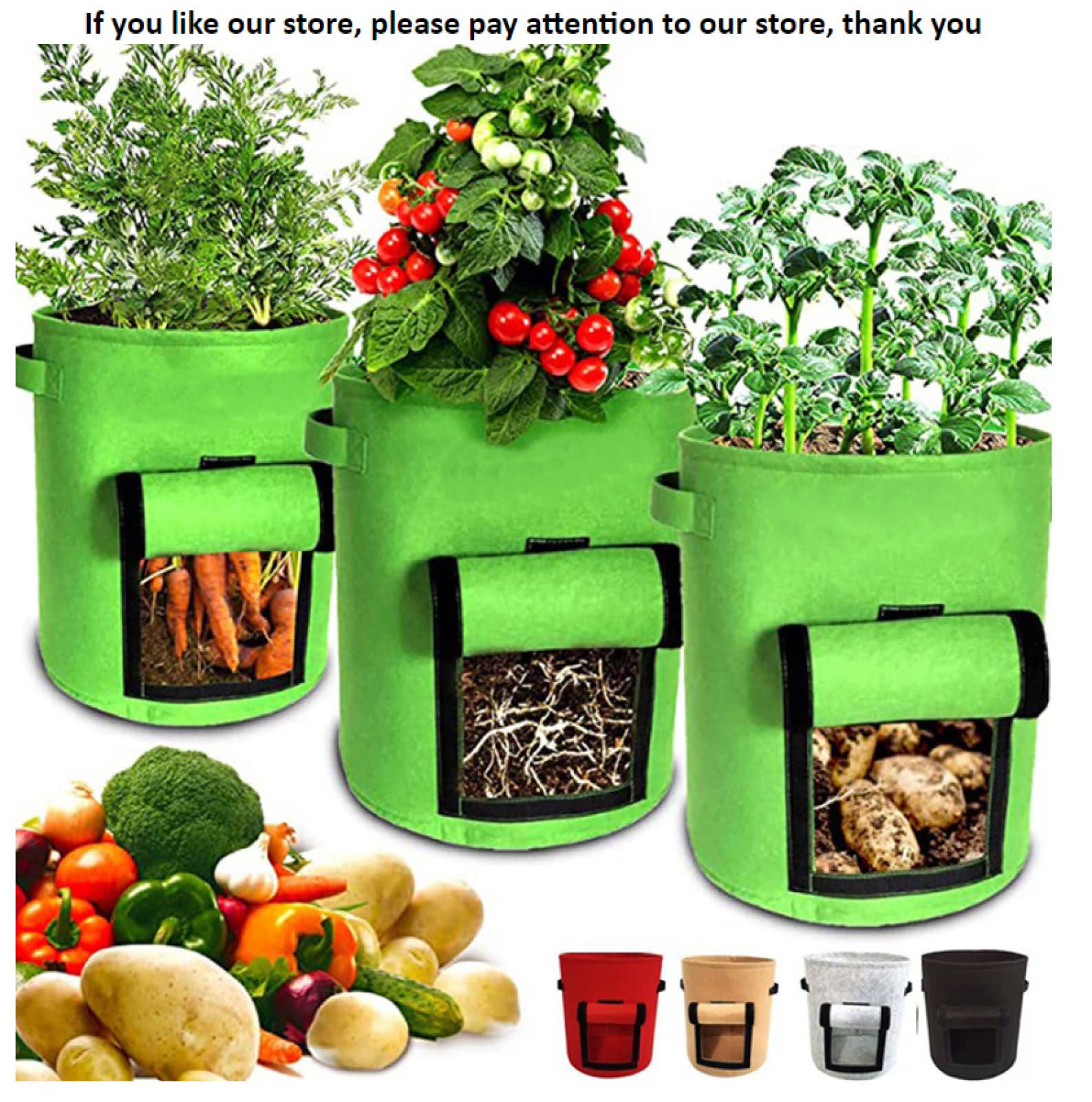 Kartoffelsack Zum Pflanzen Pflanzbeutel Aus Vliesstoff Für Tomaten, Kartoffeln, Erdbeeren, 9 Stück, E, 5 Gallonen