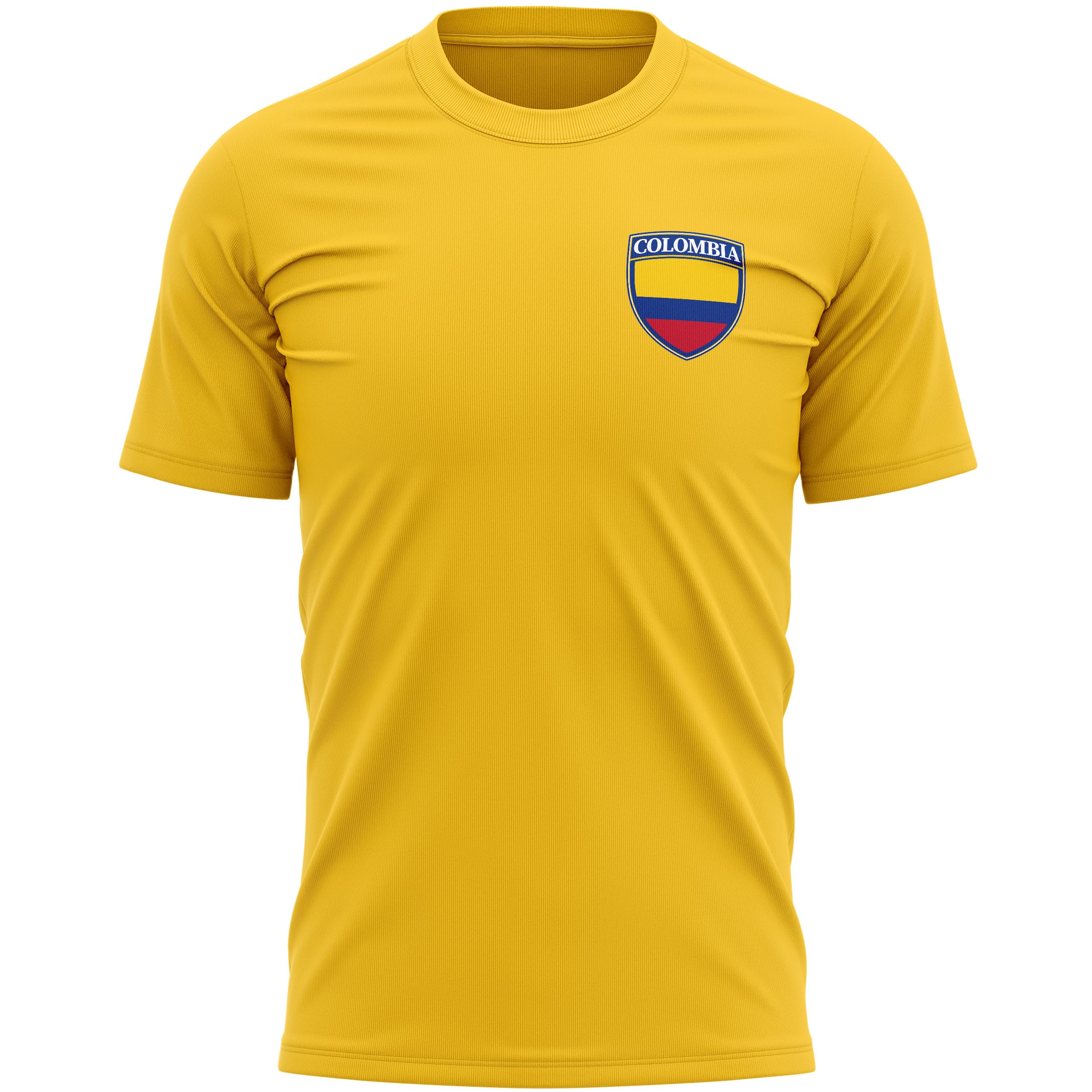 Columbia Mens T Shirt - Retro Colombiana Badge Pocket Tee Football Fan Tshirt World Supporter, M, Yellow