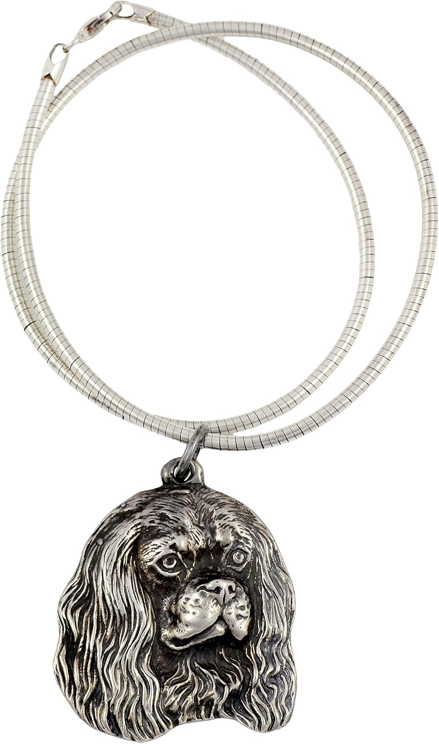 Art-Dog Collection Dog Pendant on Silver Thread - Handmade Dog Necklace with ZnAl Base and Silver Coating – Silver Dog Necklaces for Men and Women – Dog Breeds Jewelry – Cavalier King Charles Spaniel