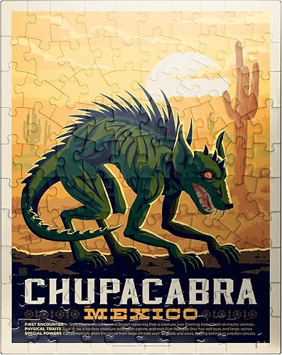 Mythical Creatures Chupacabra, póster vintage, rompecabezas de 100 piezas para adultos