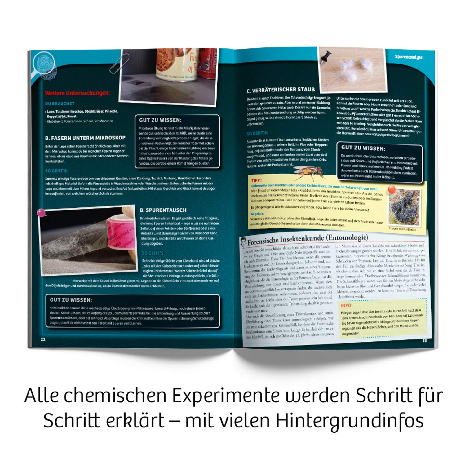 KOSMOS 642129 - Prof. Dr. Michael Tsokos Spurenanalyse, Chemische und kriminaltechnische Versuche selbst durchführen, Experimentierkasten