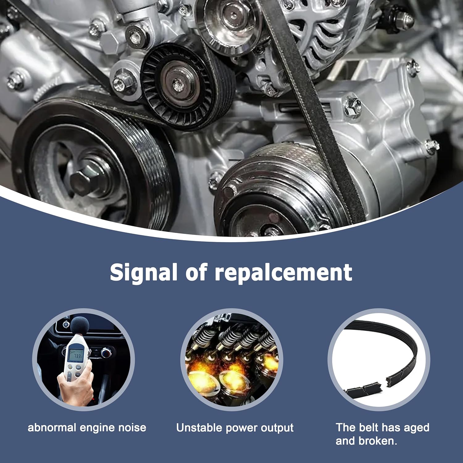 K060876 Engine Serpentine Drive Belt Fit for 2012-2018 Jeep Wrangler JK 3.6L for Mercedes-Benz GLE350 GLE400 GLK350 ML350 3.0L 3.5L for Chevrolet P30 GMC P3500 5.7L for Mitsubishi Raider 3.7L 4.7L