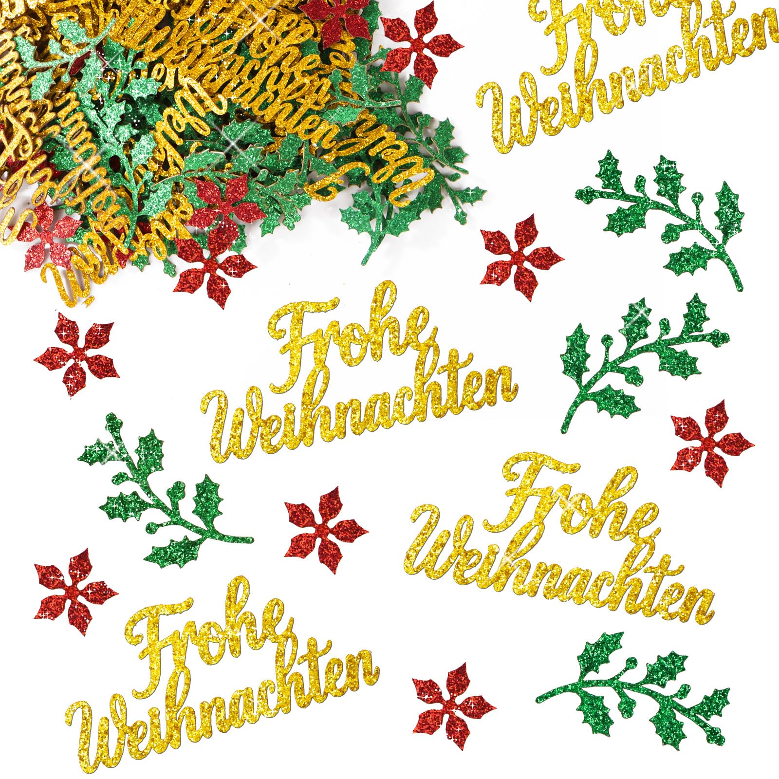 AKONE Weihnachts-Konfetti – 30g, Mit Glitzer, Weihnachtsmann & Schneeflocken, Für Tischdeko & Partys