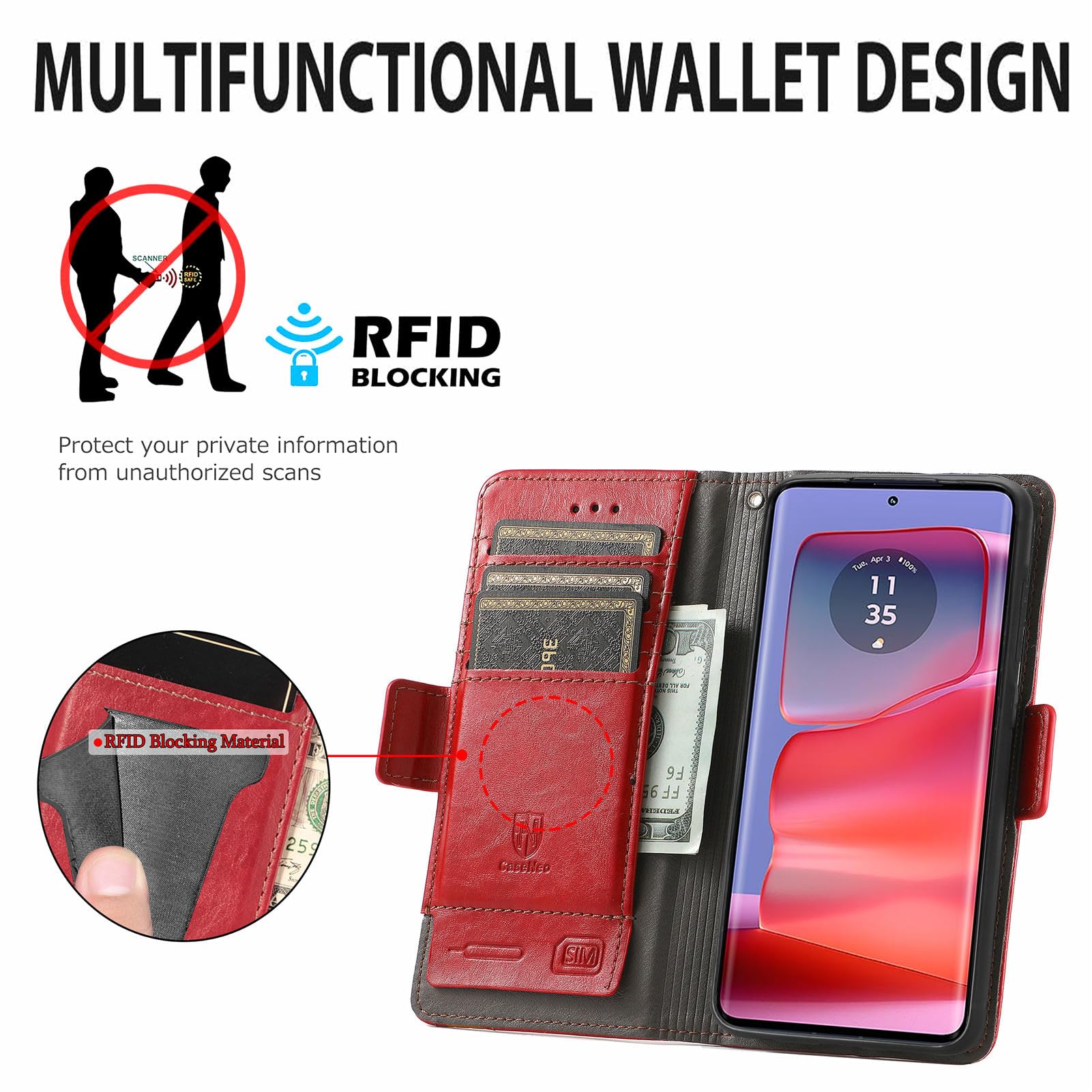 Funda Para Motorola G14 GOKEN Funda De Piel Tipo Libro Para Motorola Moto G14, Funda Con Tapa Funda Motorola G14