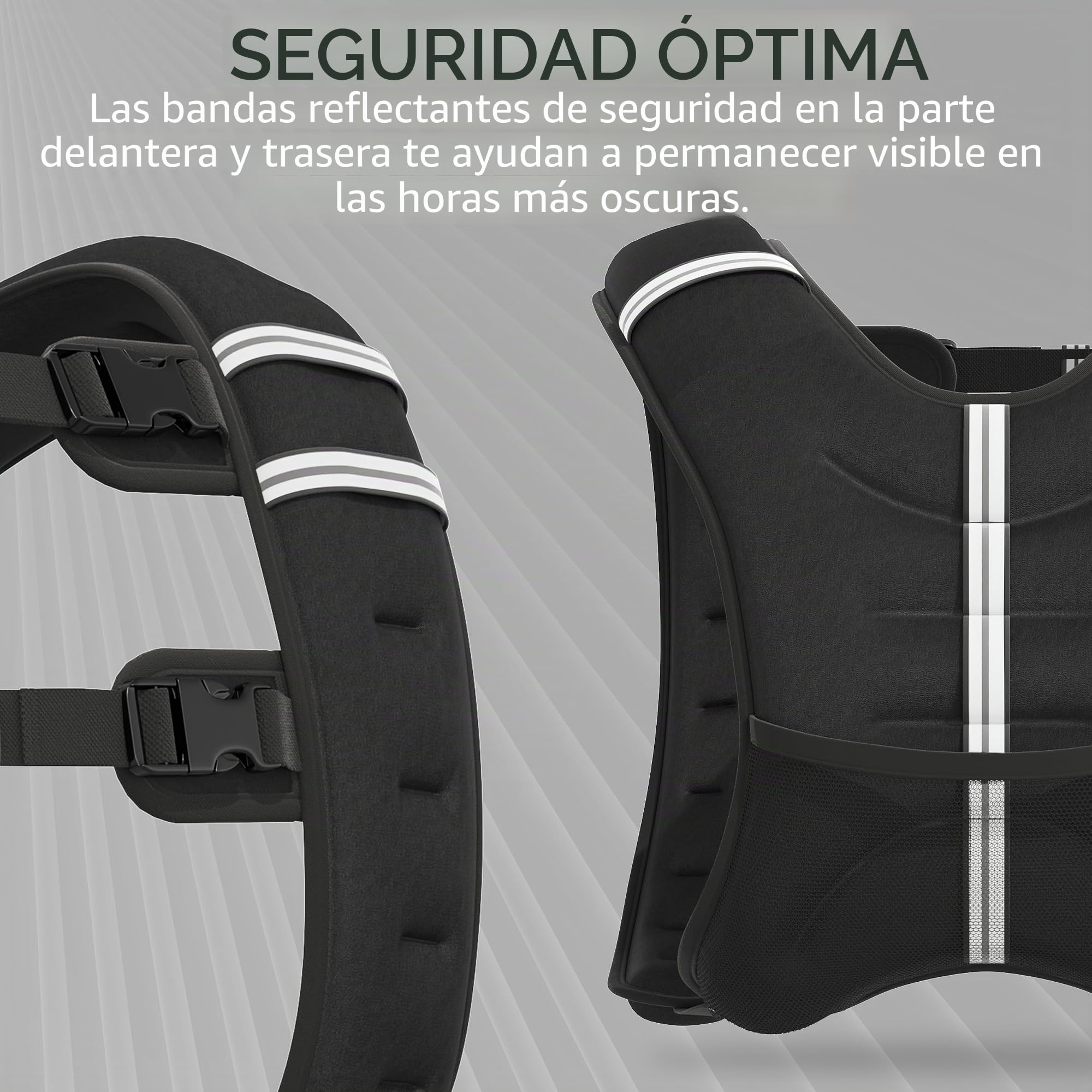 HOMCOM Chaleco lastrado 8KG para hombres y mujeres, correr, Negro | Correas ajustables, bolsillo, tiras reflectantes, cardio, entrenamiento de fuerza, ejercicio