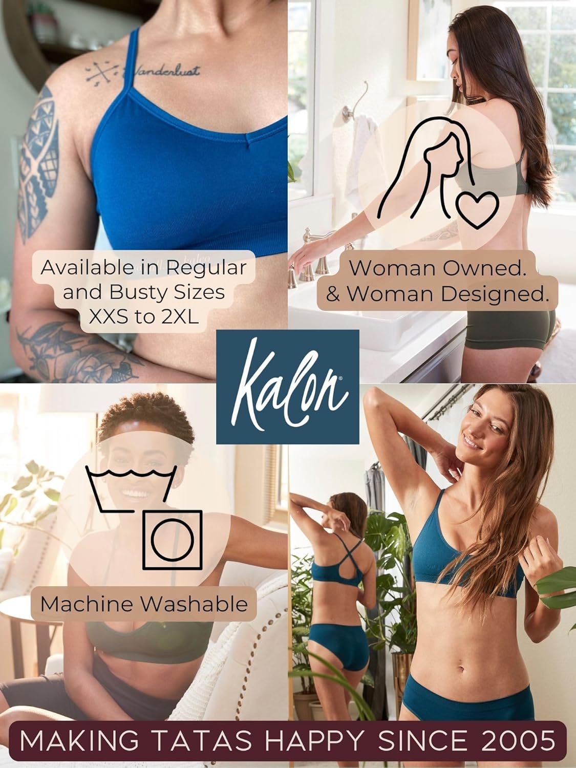 Kalon Women’s 4 Pack Demi Padded Bralette Wireless Comfortable Bra - Image 9