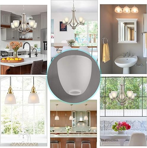 Miniatura 4 de Giluta Pantalla de vidrio con forma de campana, de repuesto para ventilador de techo, lámpara de pared y colgante, sin labios con apertura de ajuste