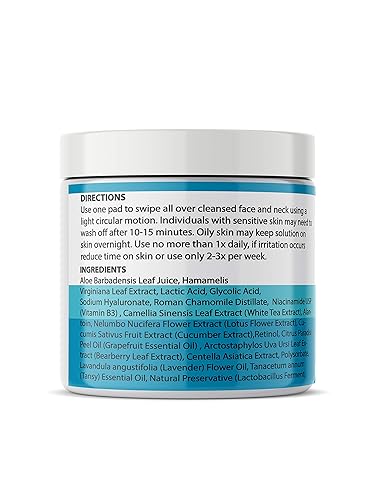 Miniatura 3 de Planet Eden 10% glicólico y ácido láctico piel química Peel exfoliante almohadillas  60 almohadillas para piel sensible y seca  hidrata, elimina