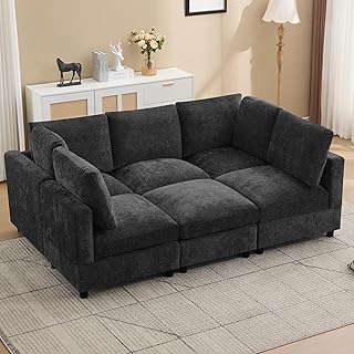 89'' Modular Sectional Cloud Sofa Bed, 6-Seater Convertible Sofa Couch w...