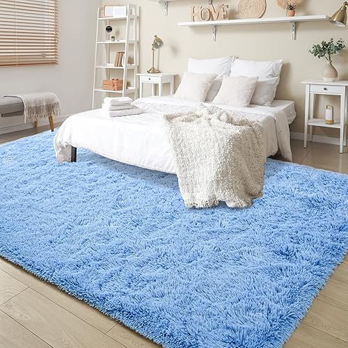 Miniatura 9 de Keeko Alfombras de área azules esponjosas para dormitorio, habitación de los niños, lindas alfombras peludas de bebé, sala de estar, alfombra de
