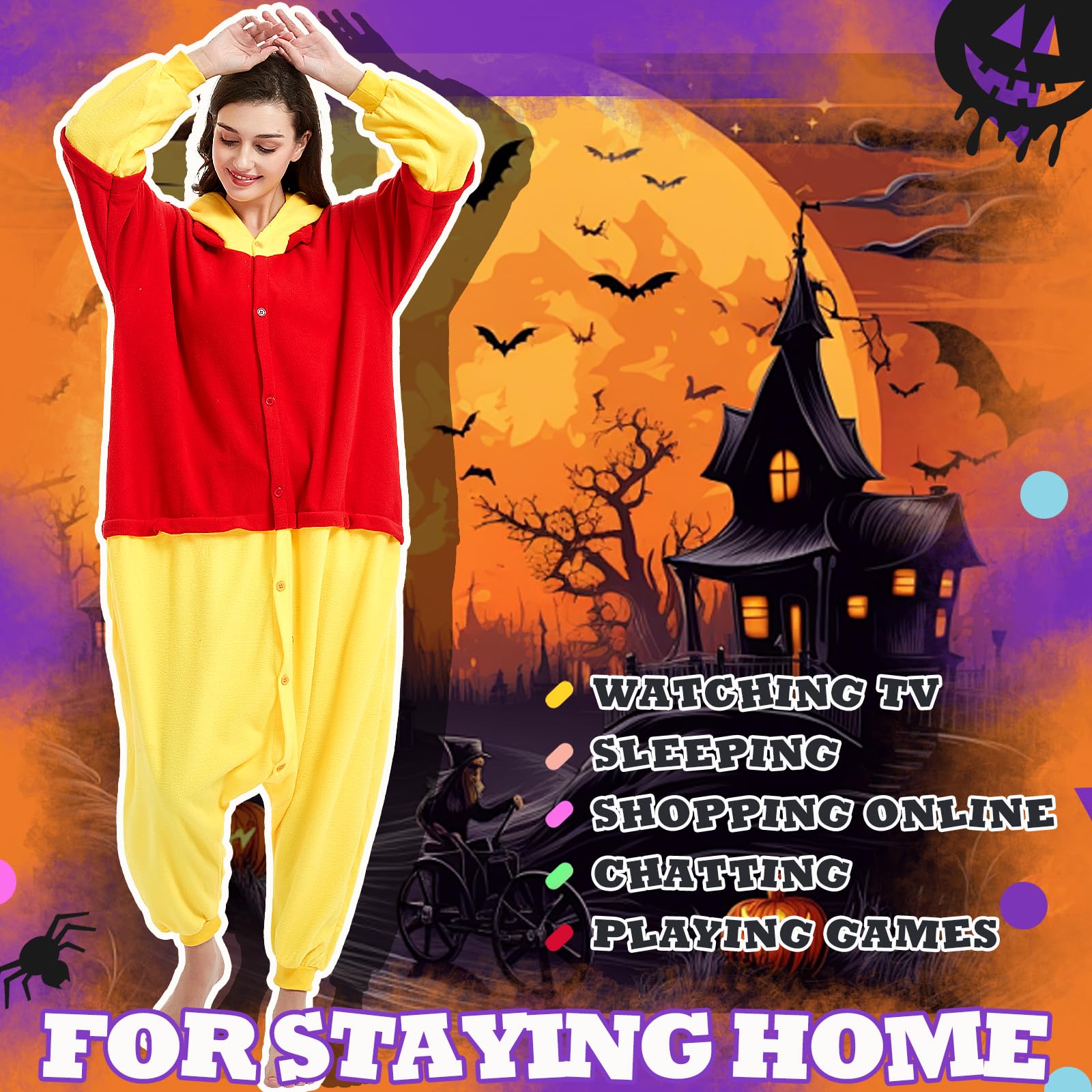 Beauty Shine Unisex Adult Onesie One Piece Pajamas Cosplay Cartoon Costume Halloween Christmas Sleepwear Jumpsuit Homewear: Medium Winnie the Pooh