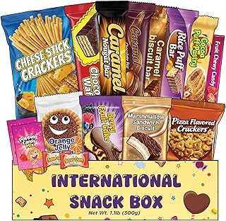 International Snack Box, 15 Unique Treats, Snacks From Around the World, Uniqe Snacks for Office, Family, Gifts And Parties, Suitable for use by Children and Adults, Foreign Snack Box