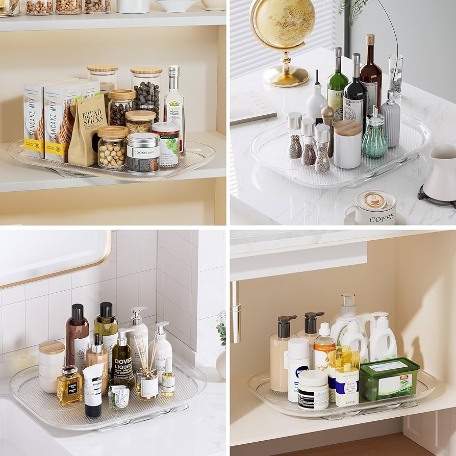 Nestle - みー Amazon.com - LAMU 2 Pack Rectangular Lazy Susan Organizer