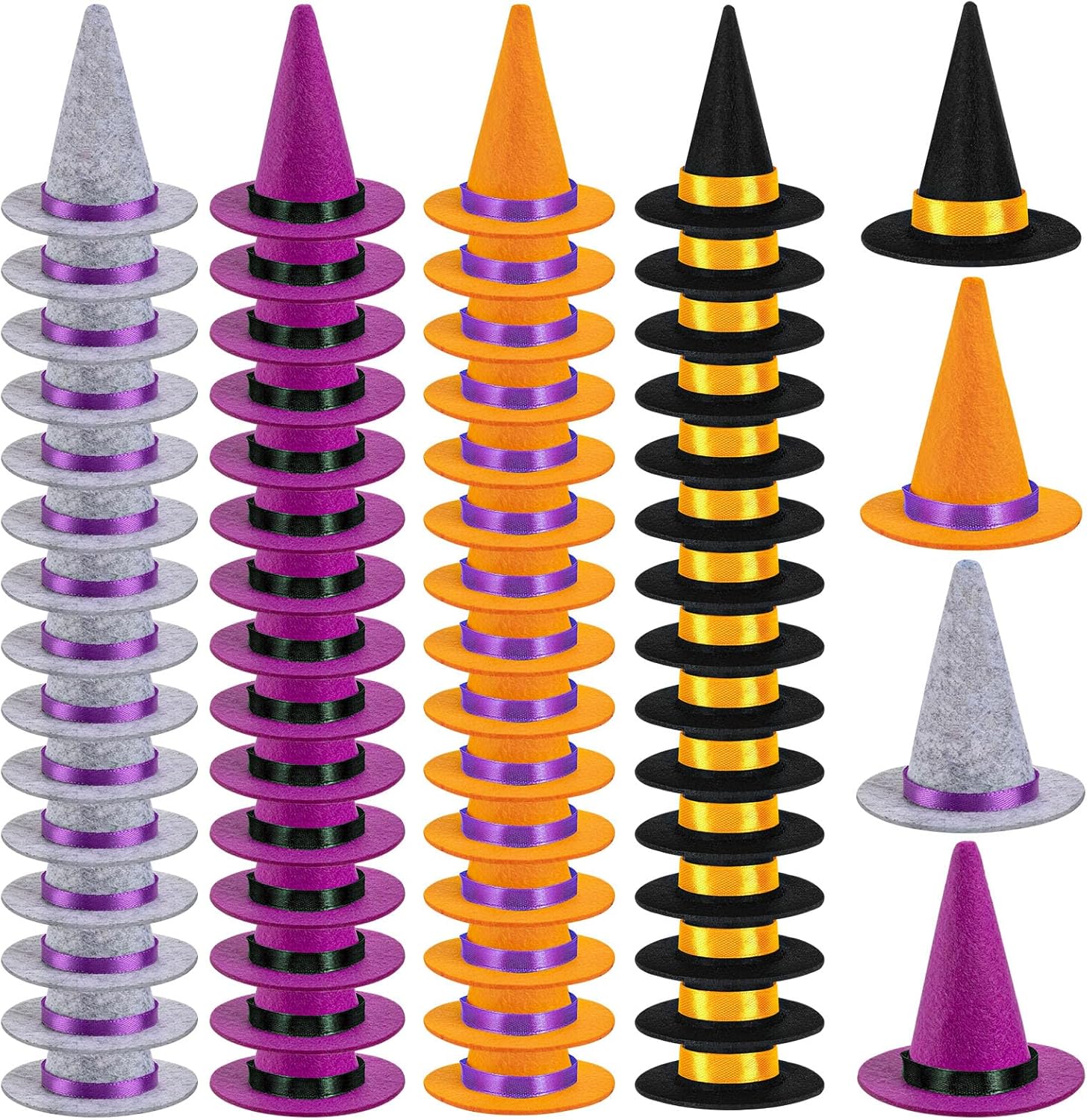 Mini Witch Hat, 20/30/40/60 Pcs Colorful Small Witches Hats for Crafts Halloween Party Decor