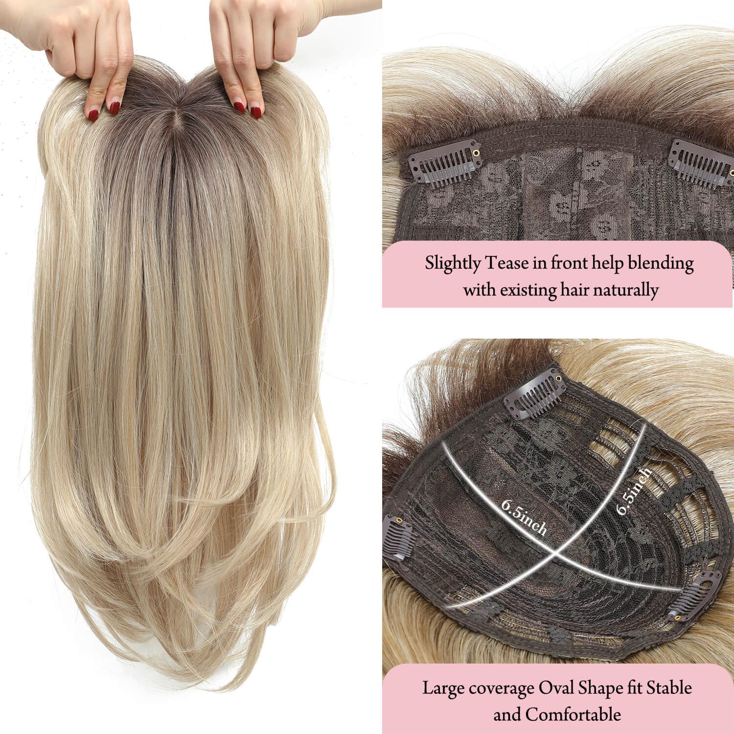Amazon.com : Molefi 19inch Hair Topper with Large Coverage  display picture 3