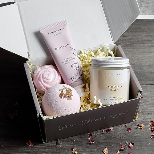 Miniatura 7 de Juego de regalo de spa natural de relajación para mujer caja de regalo de 4 piezas que incluye vela crema de manos bomba de baño
