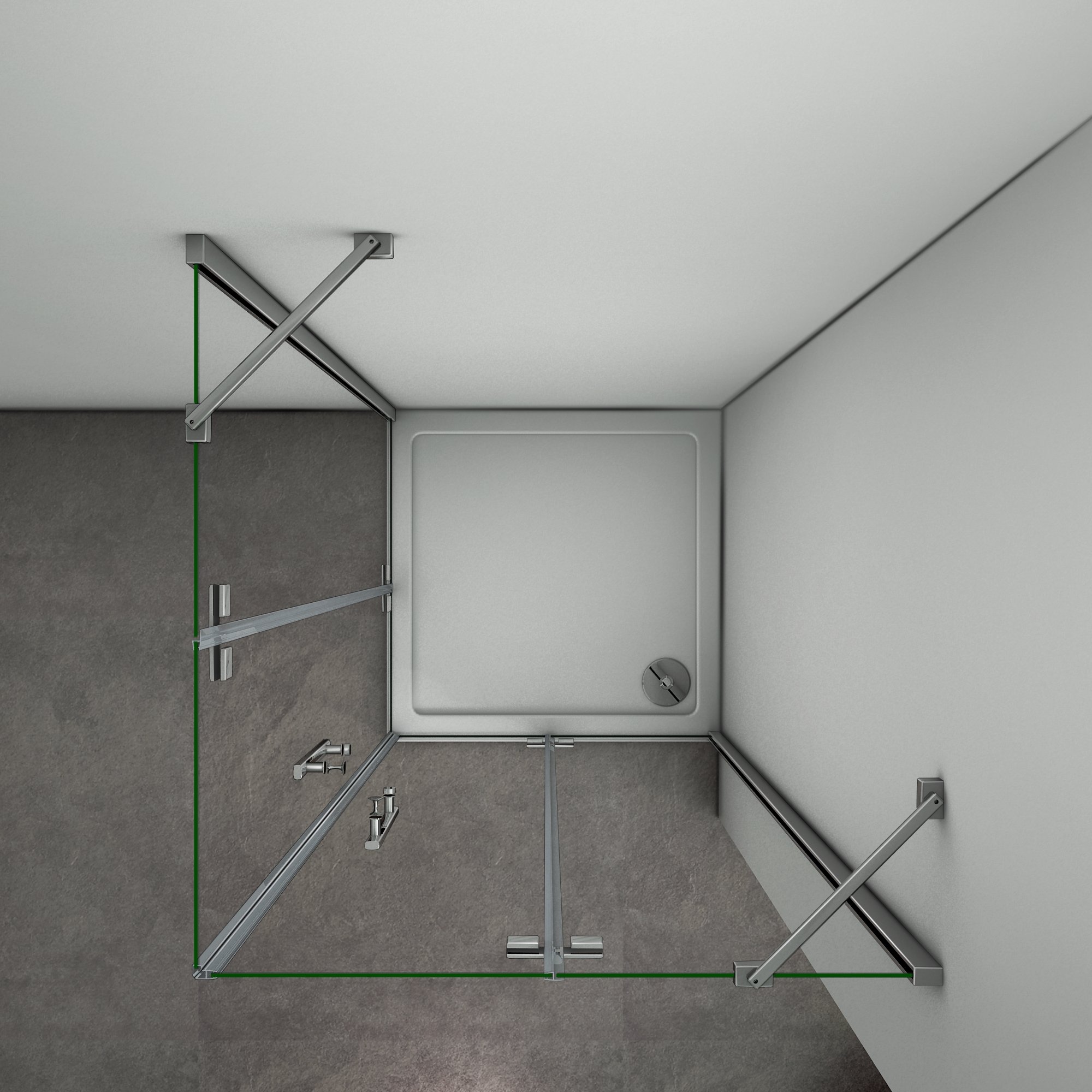 Box Cabina Doccia 90x90cm 2 Porte 2 Barre Stabilizzatrice Vetro Alta 195cm
