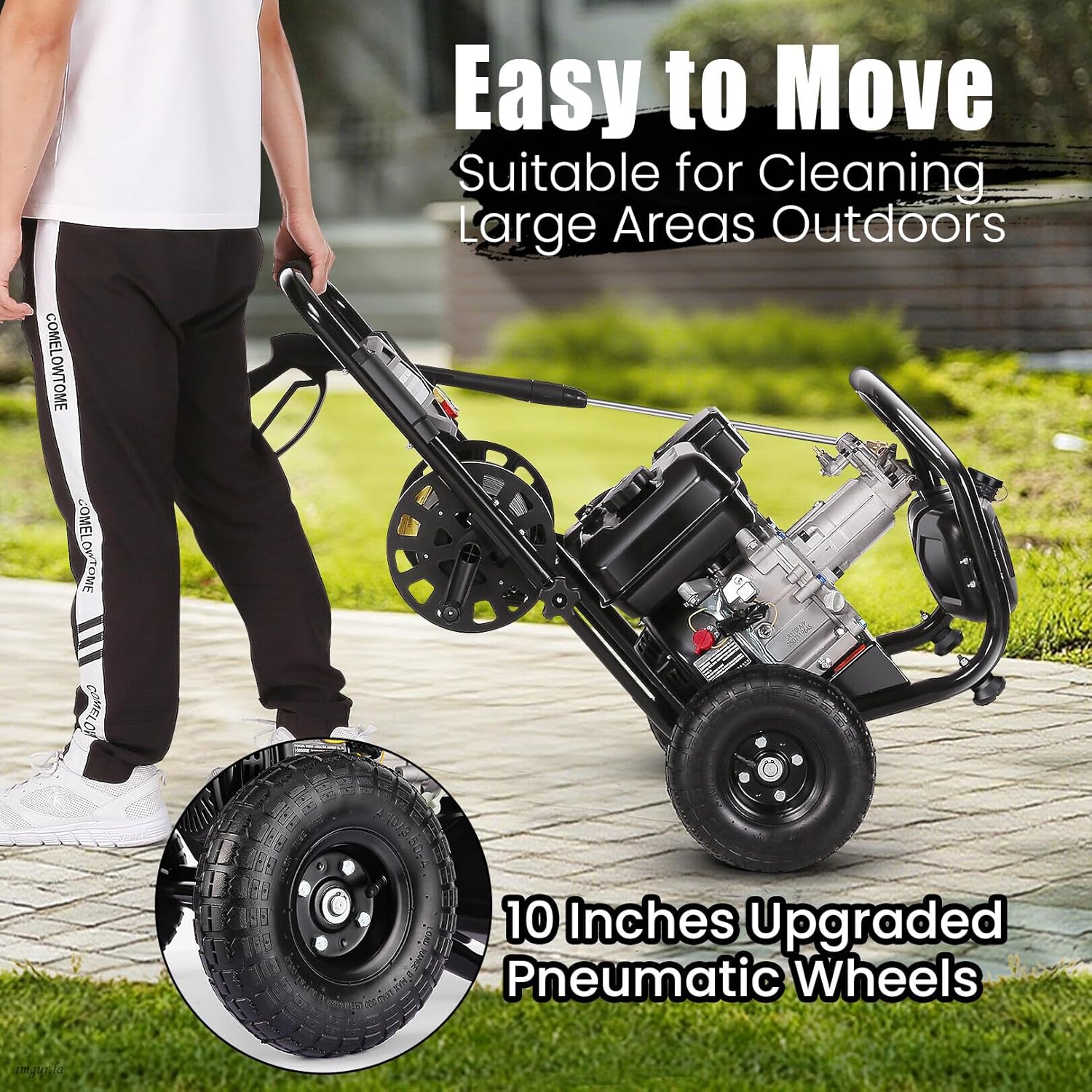 4200PSI Professional Gas Pressure Washer, 4GPM 212CC 7.0 HP 10" Wheels Commercial Gas Power Washer with 3L Foam Bottle 5 Nozzles 32FT Hose for Home Car Fence Driveway (EPA/CARB/ETL Compliant), 77LBS