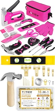 33Pcs Pink Staple Gun Tool Set and 224pcs Picture Hanging Kit
