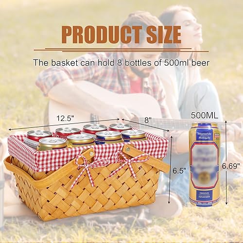 Miniatura 4 de G GOOD GAIN Cesta de picnic con mango plegable, cesta de Pascua tejida a mano natural, huevos de Pascua y cesta de dulces de Pascua, juguetes de