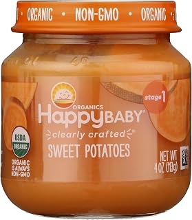 Happy Baby Organic Stage 1 Sweet Potatoes Baby Food, 4oz Pouch - Pureed First Foods for Infants